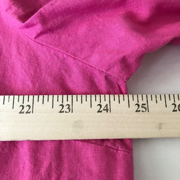 CHICO’S Pink Blouse Top Linen Blend 3/4 Sleeves Fray Trim Women’s Size XL Size 3 - Picture 11 of 16